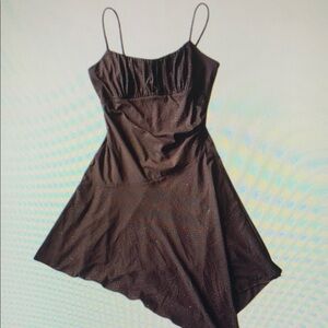 Brown Asymmetrical A-Line Sundress for Night Out